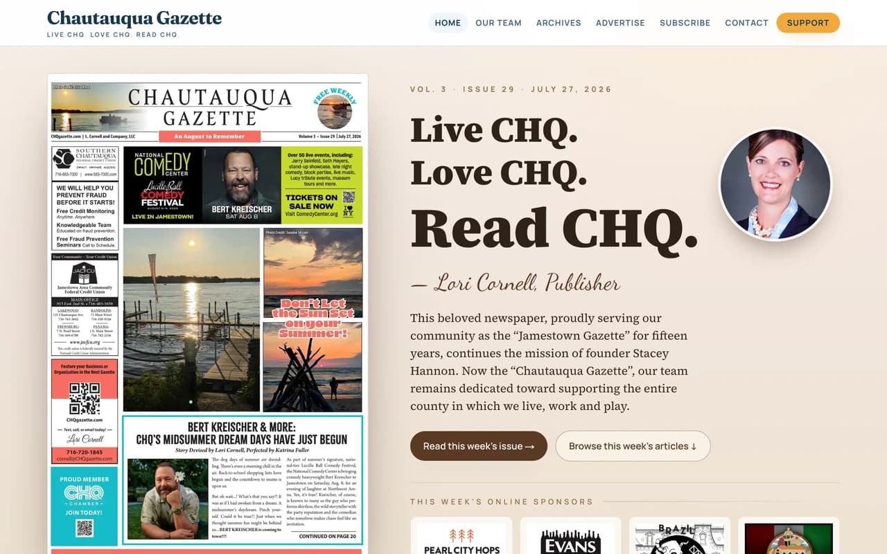 Chautauqua Gazette website homepage